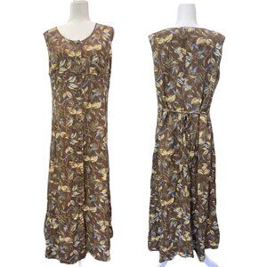 Liz Claiborne Cottagecore Sleeveless Tie back Dress Size 20 Linen Blend Floral